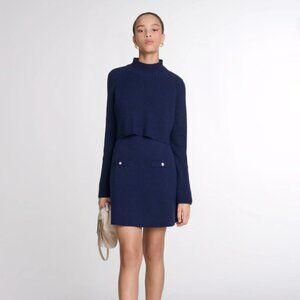 maje blue knit short dress